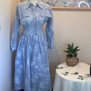 Vintage 70’s to 80’s Sg gilbert dress.  Small. Chambray. Cottagecore Prarie